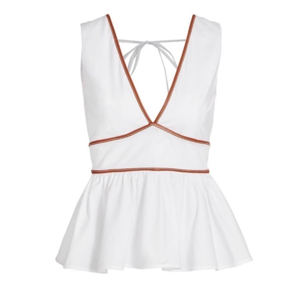 STAUD Trent White and Brown Tank Top